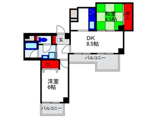 ドムール豊中（４０１）の物件間取画像